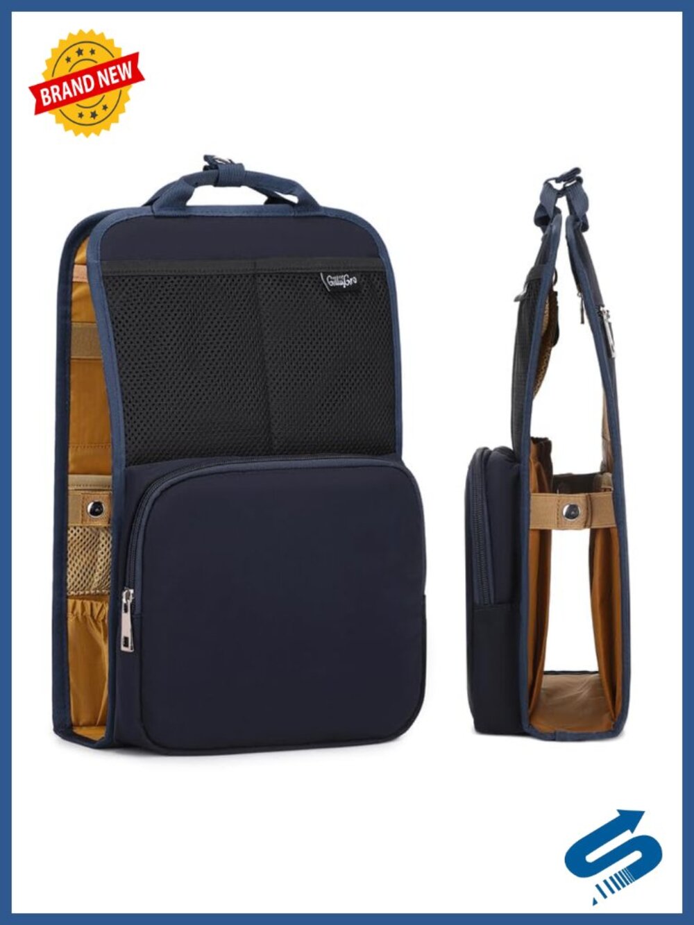 Foldable Vertical Backpack Organizer Insert With 12 Pockets & Handle
